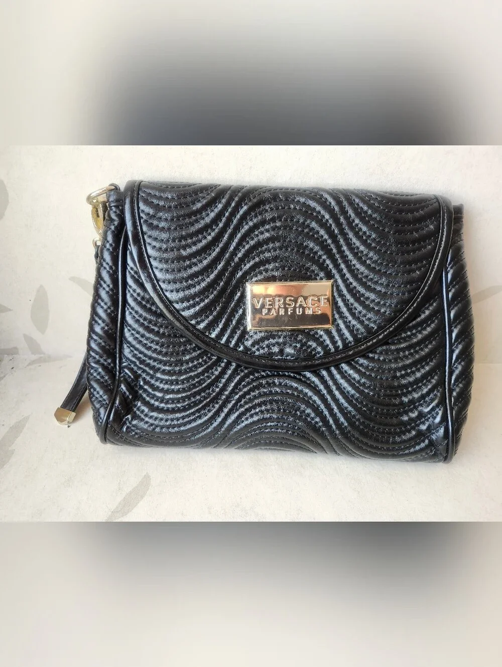 Black Quilted Wristlet Clutch